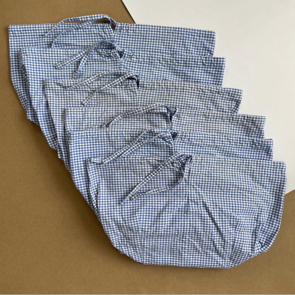 3 Pottery Barn Kids Gingham Sabrina Basket Liners, blue